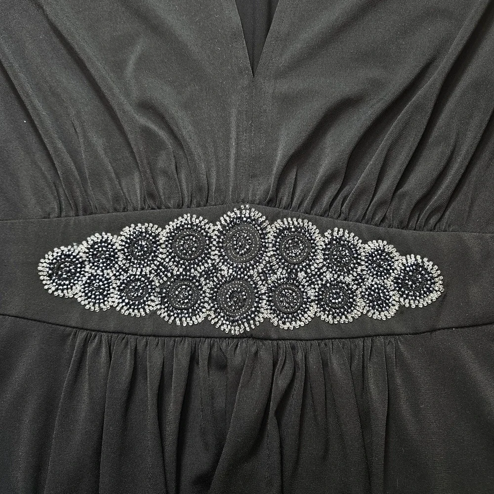 VTG Maggy London Tunic Women‎ 22 3X Black Beaded Preppy Whimsigoth Vamp Goth